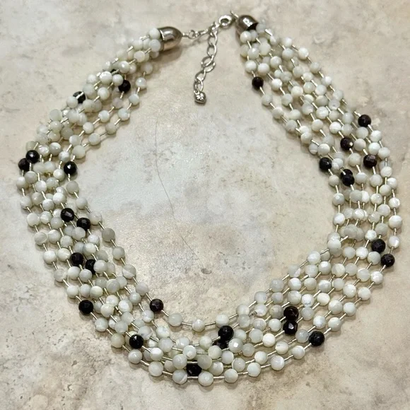 Jay King DTR .925 Moonstone/Onyx Multi-Strand (7-strand) Necklace - Vintage - Picture 6 of 6